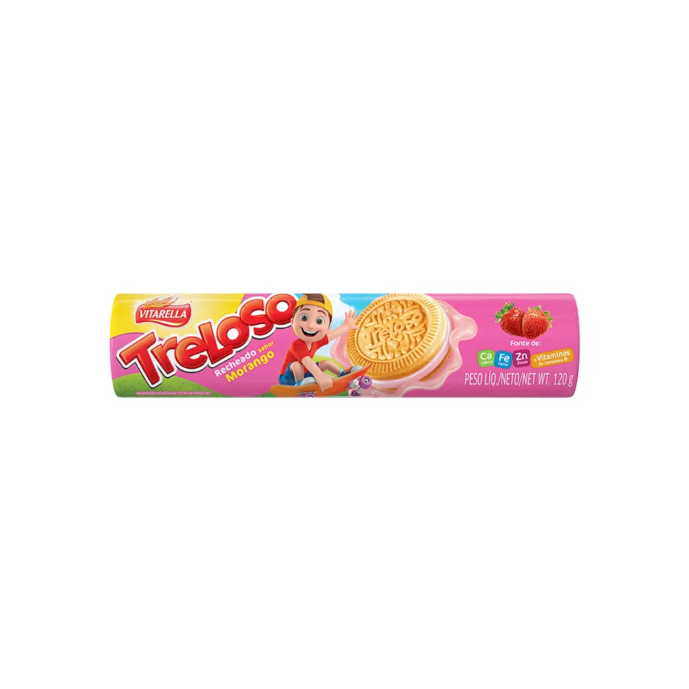 Biscoito Treloso Rech. Morango 120g